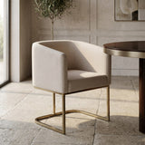 Yukon Modern White Fabric and Antique Brass Dining Chair