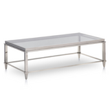 Agar Modern Glass & Stainless Steel Coffee Table