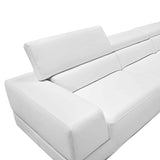 Pella Modern White Italian Leather U Shaped Sectional Sofa