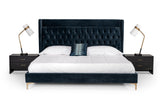 Wales Modern Blue Fabric Bed