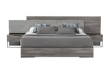 Enzo Italian Modern Grey Oak & Fabric Bed with Nightstands