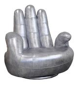 Sosia Italian Modern Silver Leather Hand Accent Chair