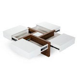 Makai Modern White & Walnut Square Coffee Table