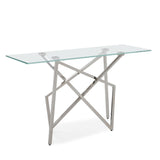 Hawkins Modern Glass & Stainless Steel Console Table