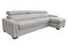 Sacha Modern Light Grey Leather Reversible Sectional Sofa Bed with Storage