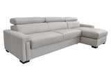 Sacha Modern Light Grey Leather Reversible Sectional Sofa Bed with Storage