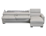 Sacha Modern Light Grey Leather Reversible Sectional Sofa Bed with Storage