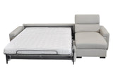 Sacha Modern Light Grey Leather Reversible Sectional Sofa Bed with Storage