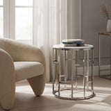 Silvan Modern Marble & Stainless Steel End Table