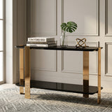 Leroy Modern Ebony & Rosegold Console Table