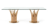 Paxton Modern Glass & Rosegold Dining Table
