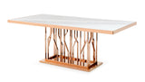 Marston Modern White Marble & Rosegold Dining Table