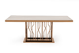 Marston Modern White Marble & Rosegold Dining Table