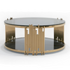 Bryce Modern Smoked Glass & Rosegold Round Coffee Table