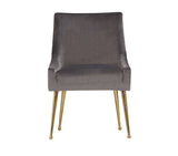 Castana Modern Grey Velvet & Gold Dining Chair (Set of 2)
