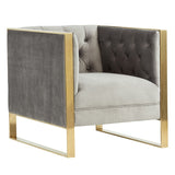 Carlos Modern Grey Velvet & Gold Accent Chair