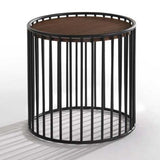 Bronson Modern Walnut & Black Round Tea Table