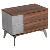 Harris + Palermo Modern Brown Fabric + Faux Concrete & Walnut 4-Piece Bedroom Set