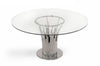  Mielcasa | Clear Modrest Paxton Modern Round Glass & Stainless Steel Dining Table | SKU VGVC-T817-RND | MPN: 75587 | Free Delivery & Free Return