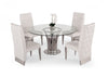 Paxton Modern Round Glass & Stainless Steel Dining Table