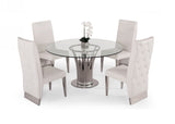Paxton Modern Round Glass & Stainless Steel Dining Table