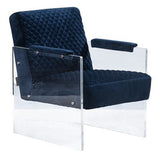 Edmond Modern Blue Velvet & Acrylic Lounge Chair