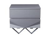  Mielcasa | Grey Modrest Duke Modern Grey & Black Gun Chrome Nightstand | SKU VGVCN1811-GRY | MPN: 75867 | Free Delivery & Free Return