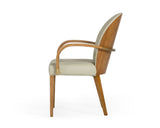 Rexford Modern Beige & Walnut Dining Armchair