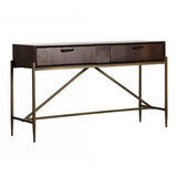 Shane Modern Acacia & Brass Console Table