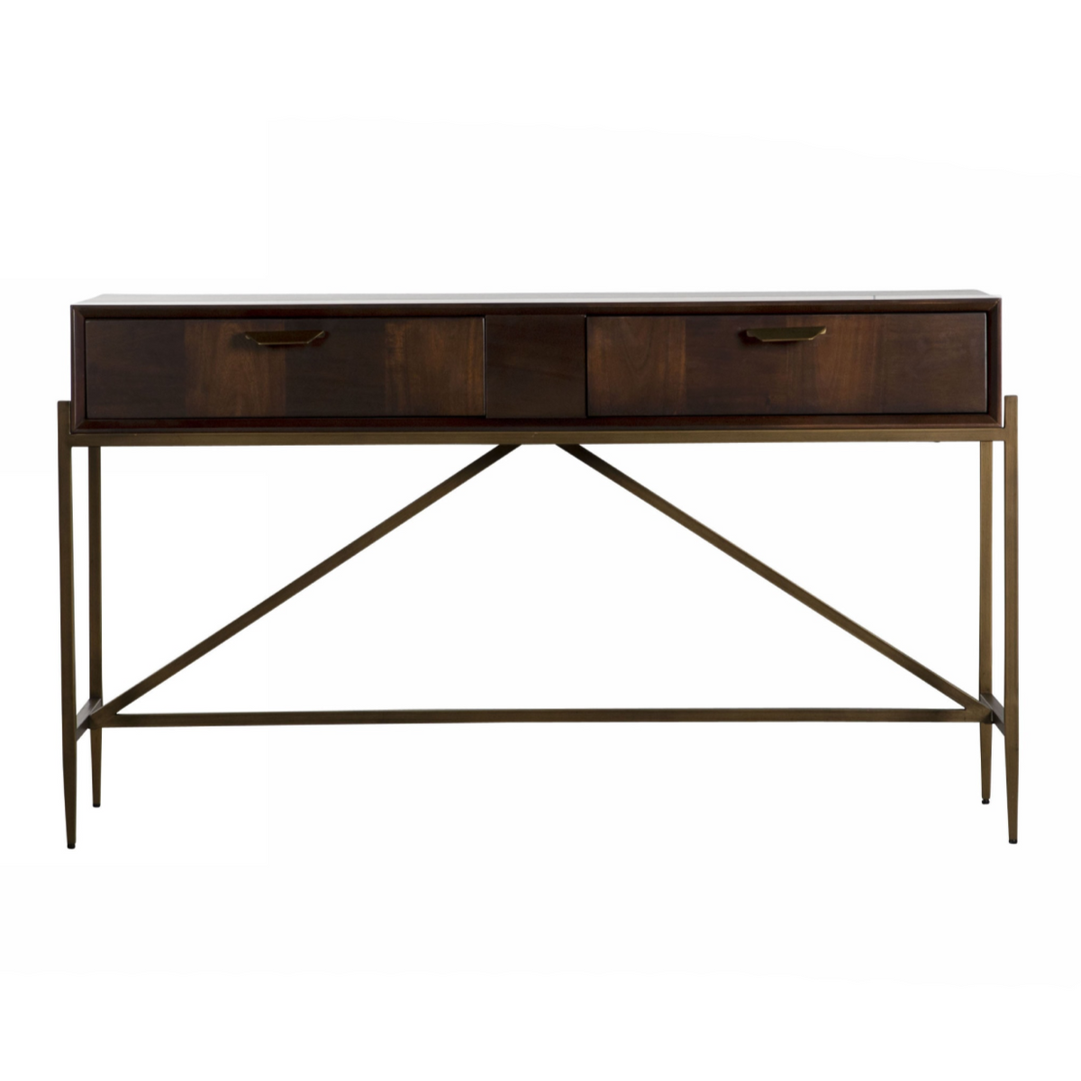 Shane Modern Acacia & Brass Console Table