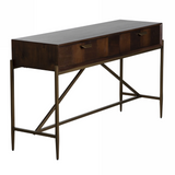 Shane Modern Acacia & Brass Console Table