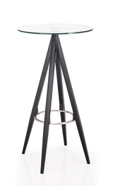 Dallas Clear Glass and Black Metal Bar Table