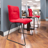 Modrest Yannis Modern Red Fabric Dining Chair (Set of 2)
