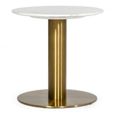 Fairway Glam White Marble and Brushed Gold End Table