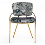 Farnon Modern Patterned Velvet and Gold Dining Chair