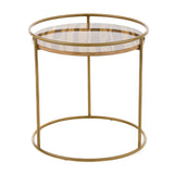 Gilcrest Glam Brown and Gold Marble End Table