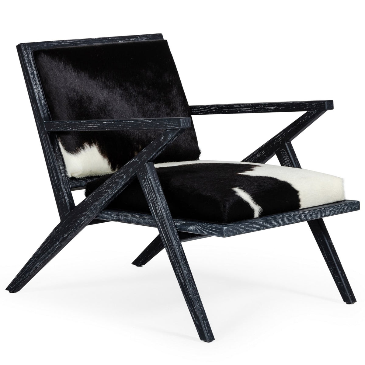 Hallam Glam Black and White Cowhide Accent Chair