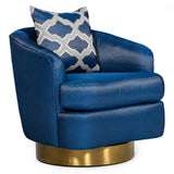 Niagra Glam Blue and Gold Fabric Accent Chair