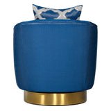 Niagra Glam Blue and Gold Fabric Accent Chair