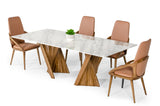 Cadence Modern Walnut & Marble Dining Table