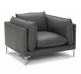 Harvest Modern Grey Full Leather Chair