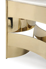Marmot White Marble and Champagne Gold Dining Table