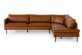 Sherry Modern Cognac Leather Right Facing Sectional Sofa