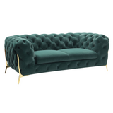 Sheila Transitional Emerald Green Fabric Loveseat