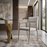 Sabri Contemporary Grey & Antique Brass Arm Dining Chair