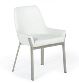 Ganon Modern White & Brushed Stainless Steel Dining Chair