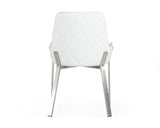 Ganon Modern White & Brushed Stainless Steel Dining Chair