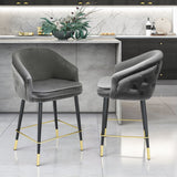 Elliot Contemporary Grey & Black/Gold Dining Bar Stool (Set of 2)