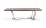  Mielcasa | Walnut Modrest Gilroy Modern Walnut & Stainless Steel Dining Table | SKU VGBBMI2003T-WAL-DT | MPN: 77872 | Free Delivery & Free Return