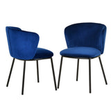 Bessie Modern Blue Velvet Dining Chair (Set of 2)